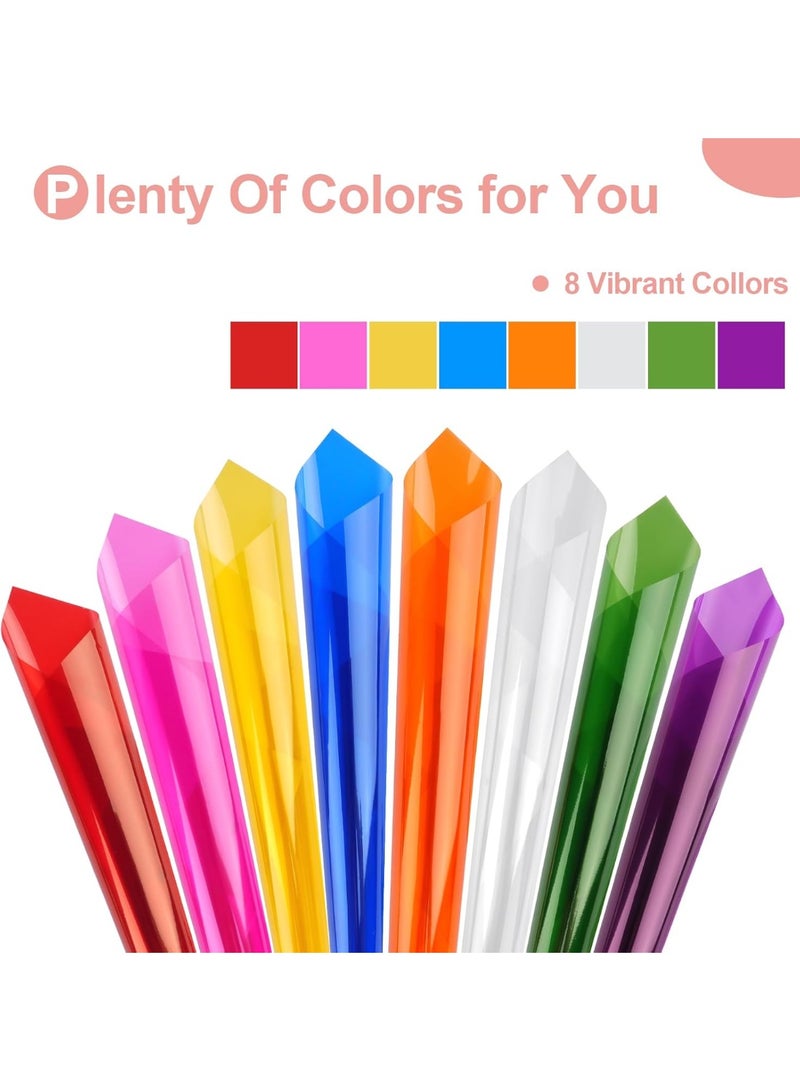 Cellophane Wrap, 160pcs Cellophane Sheets, 8 Multi-Colors Colored Cellophane, 7.5x7.5 Inch Transparent Colored Plastic Wrap, Colored Cellophane Wrap for Christmas Valentine DIY Arts Crafts Decorations - Image 5